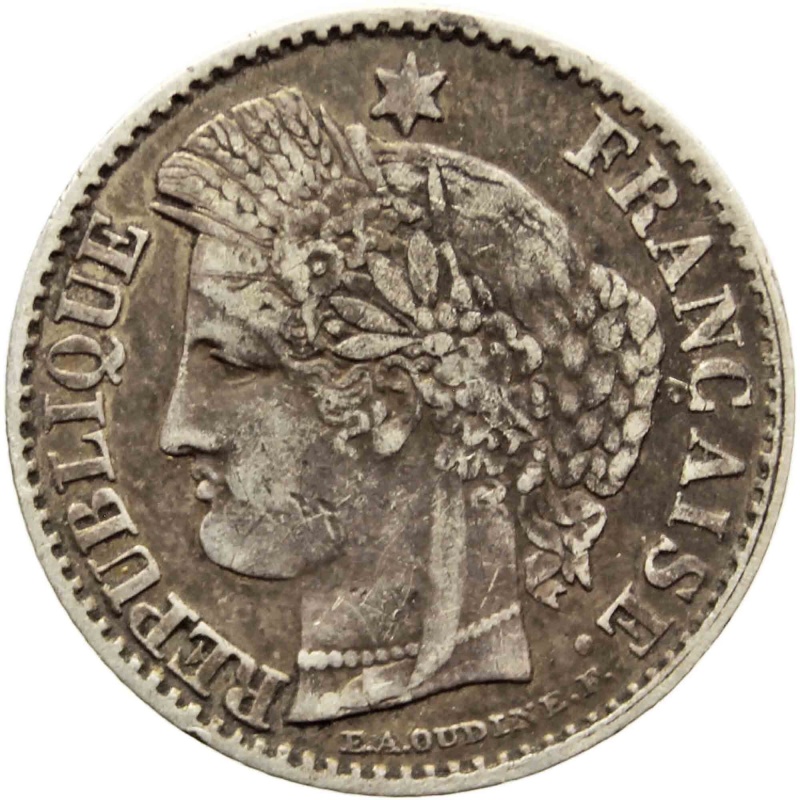 1850 20 Centimes France Coin Silver