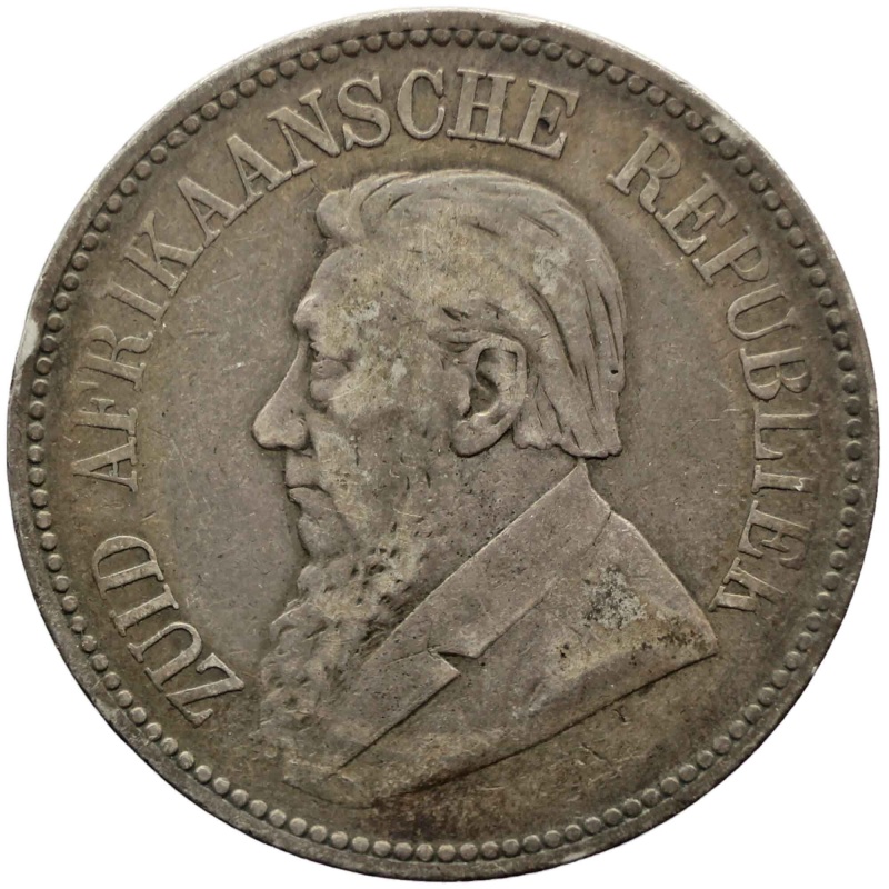 1896 2 and half Shilling ZAR South Africa Paul Kruger silver coin