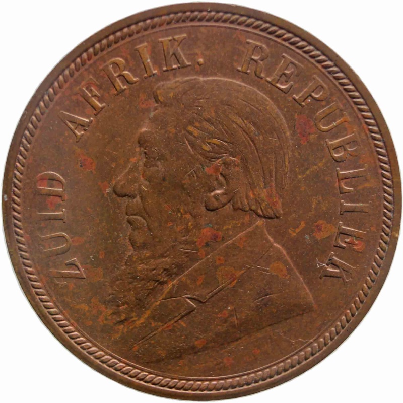 1898 South Africa Johannes Paulus Kruger One Penny Coin Berlin Mint