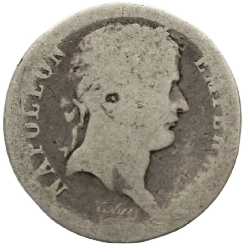 1811 D Half Franc France Silver Coin Napoleon Bonaparte Lyon Mint