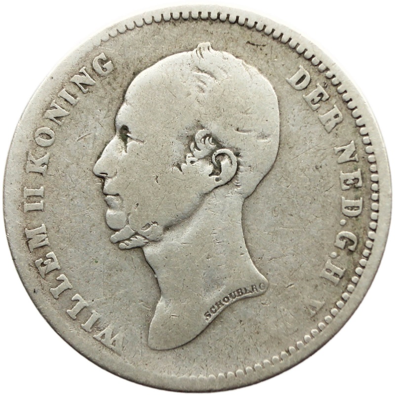 1849 25 Cents Netherlands Coin Willem II Silver