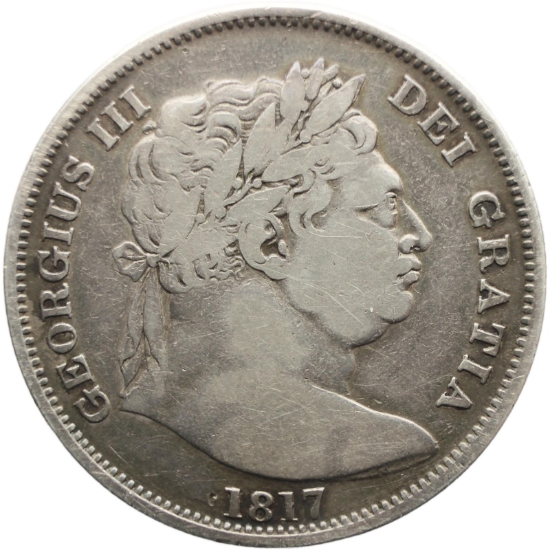 1817 Half Crown George III Silver Coin British 1st portrait Bull Head