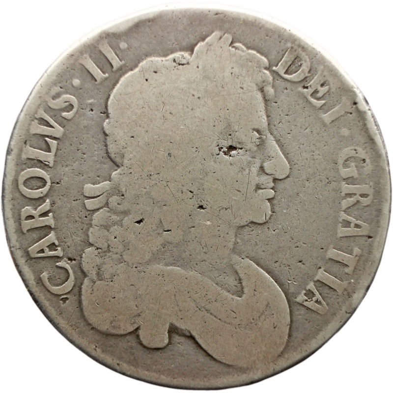 1673 Crown Charles II Silver Coin UK 3rd portrait Vicesimo Qvinto