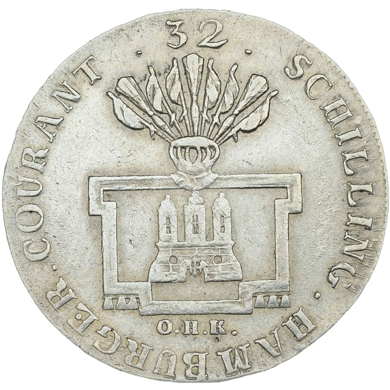 1795 OHK 32 Schilling Hamburg German states Silver Coin