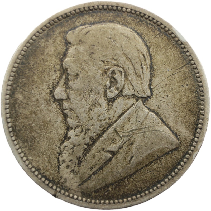 1897 Two Shilling South Africa Coin ZAR Paul Kruger Silver Pretoria Mint