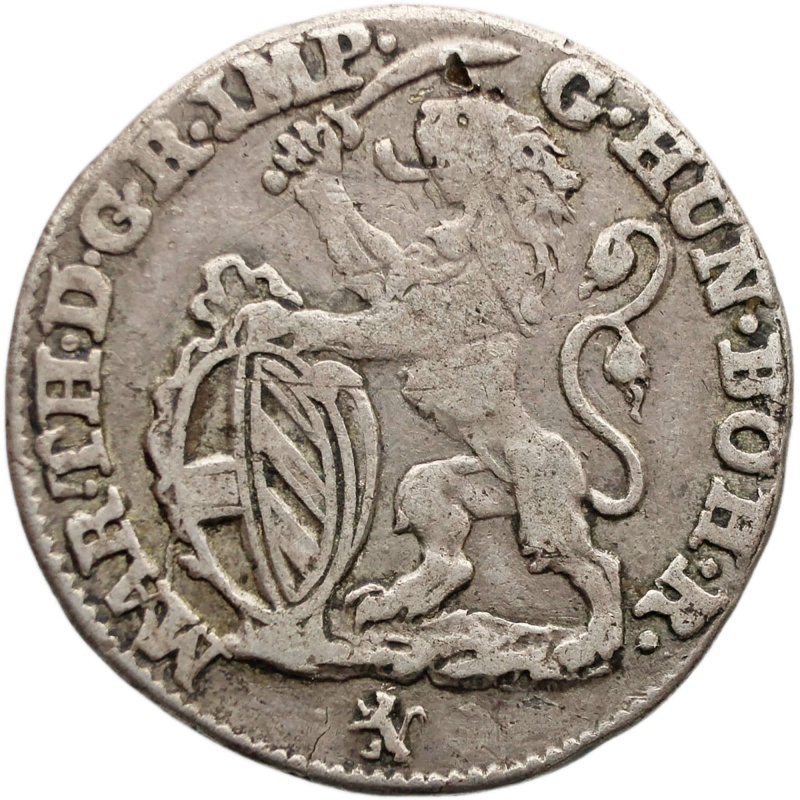 1750 One Escalin Netherlands Austrian Silver Coin Maria Theresia Bruges Mint