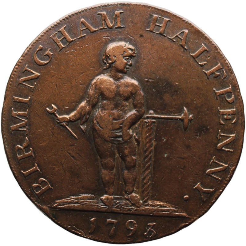 1793 Half Penny Token Warwickshire Birmingham arms of the Hardy family