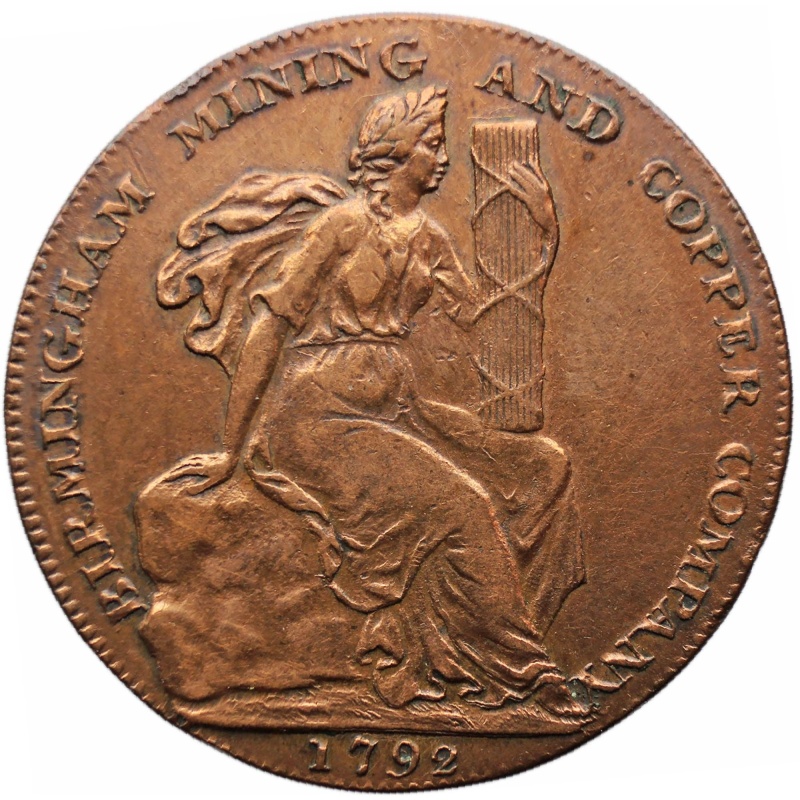 1792 Half Penny Token Mining and Copper Co Birmingham Warwickshire