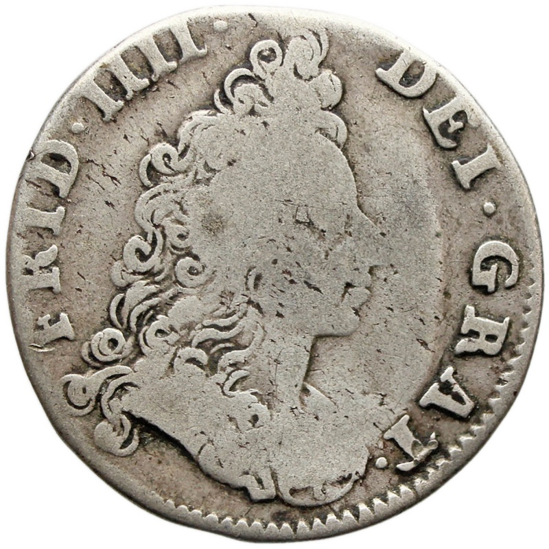 1700 8 Skilling Dansk Silver Coin Denmark Frederik IV