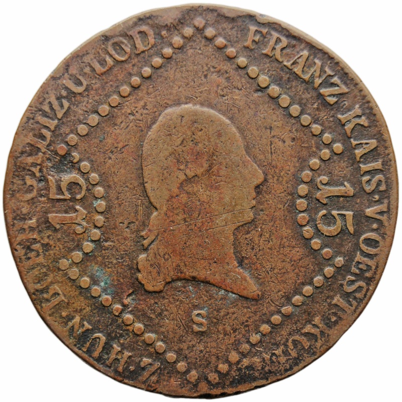 1807 15 Kreuzer Austria Habsburg Franz II Coin Schmollnitz Mint