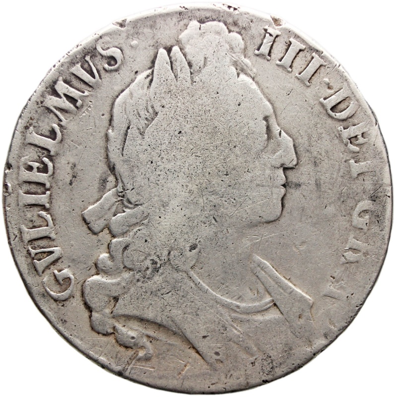 1695 - 1696 Crown William III Coin Silver Great Britain