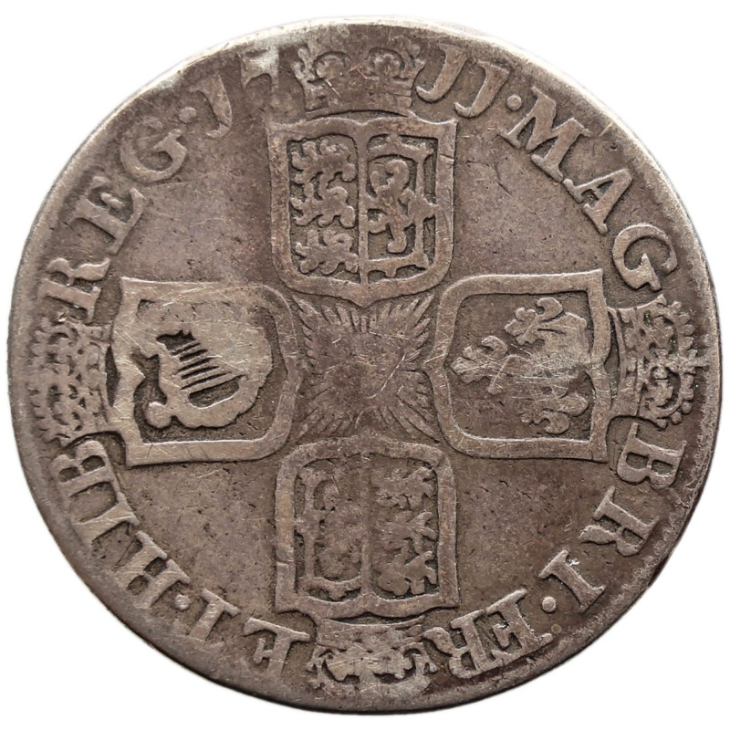 1711 Shilling Queen Anne Silver Coin British United Kingdom Plain angles
