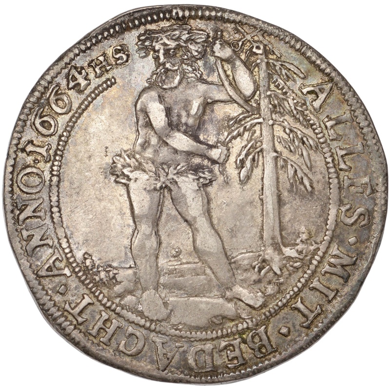 1664 1/4 Thaler Brunswick-Wolfenbüttel Augustus II Germany Coin Silver