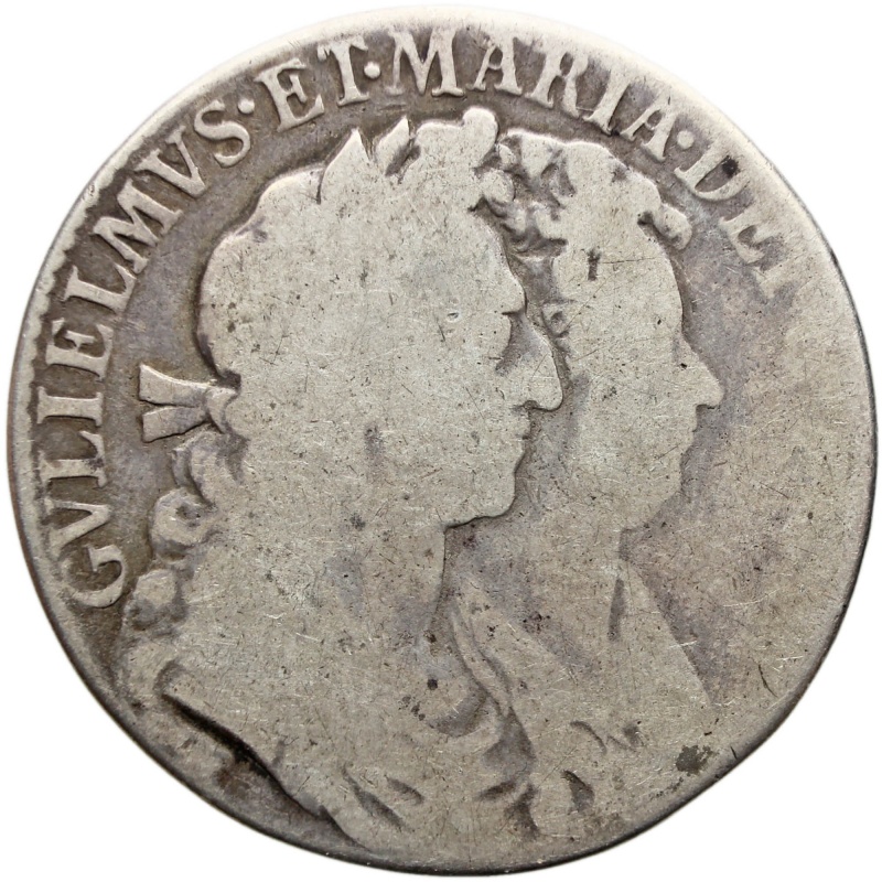 1689 Half Crown William and Mary Silver Coin United Kingdom
