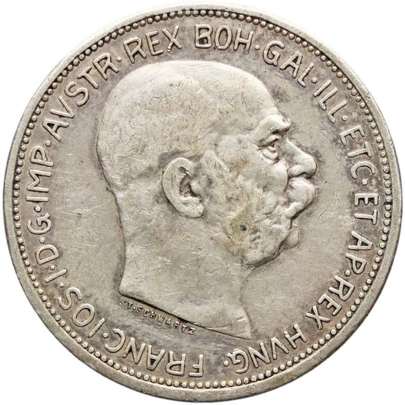 1912 Two Corona Austria Coin Habsburg Franz Joseph I Silver