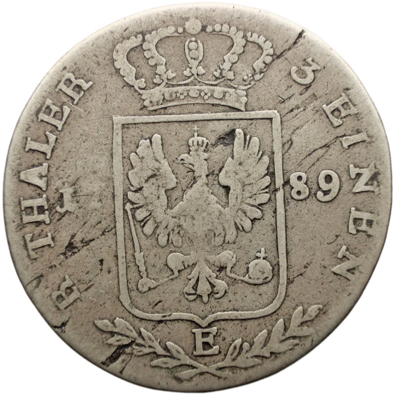 1789 E 1/3 Reichsthaler Prussia Coin Germany Friedrich Wilhelm II Silver