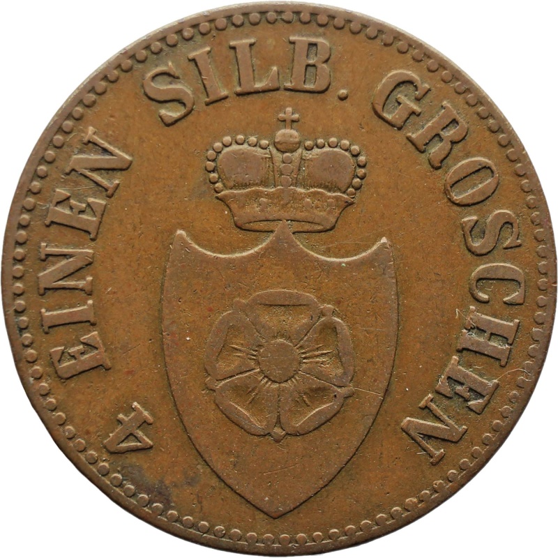 1858 A 3 Pfenninge Principality of Lippe German Coin Paul Friedrich Emil Leopold III
