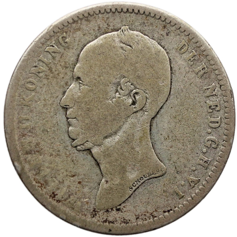 1849 25 Cents Netherlands Coin Willem II Silver