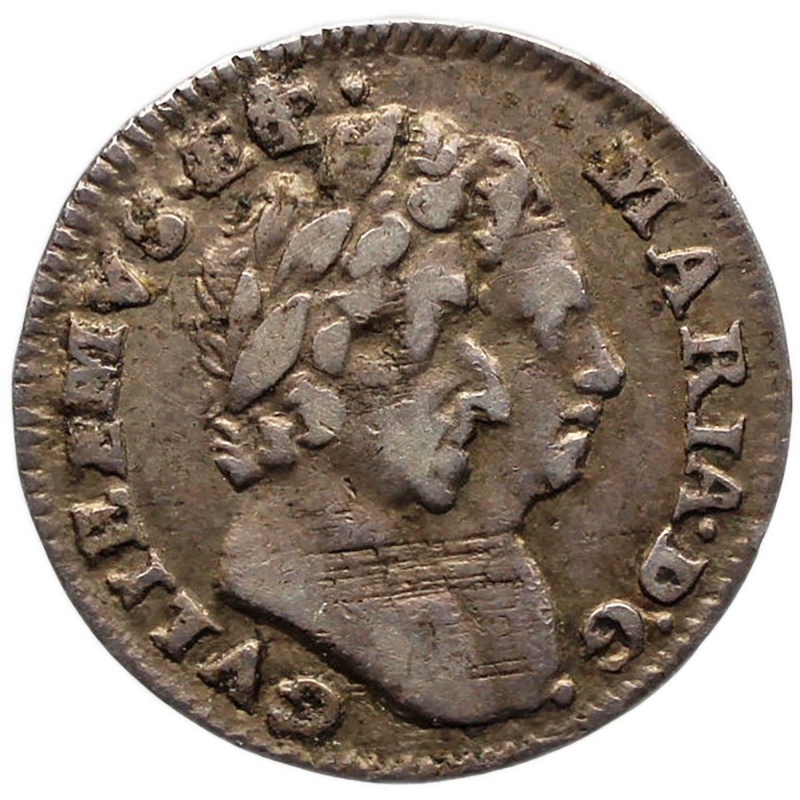 1690 One Penny William and Mary Maundy Coin Silver