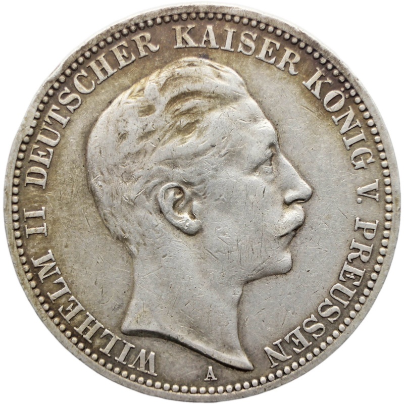 1912 A 3 Mark Prussia Germany Coin Silver Berlin Mint Wilhelm II