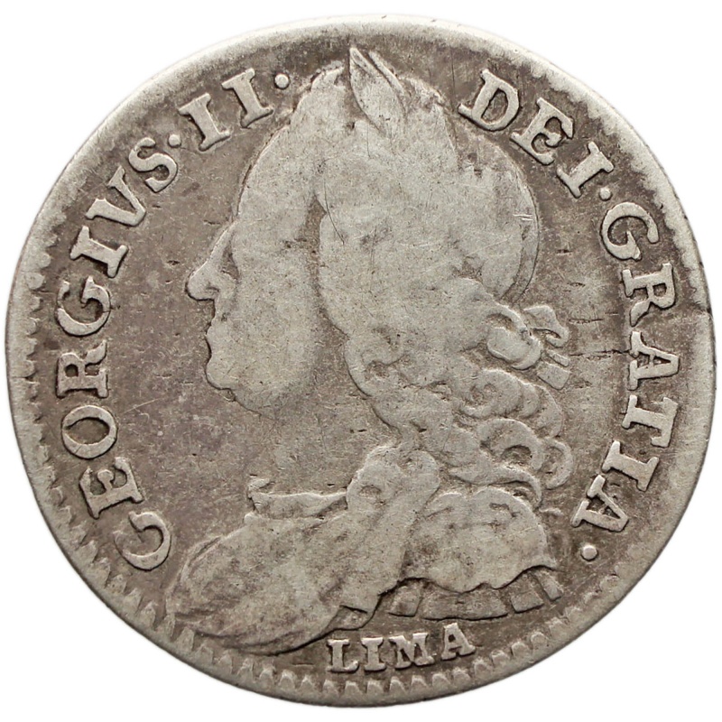 1746 Sixpence Lima George II Coin Silver