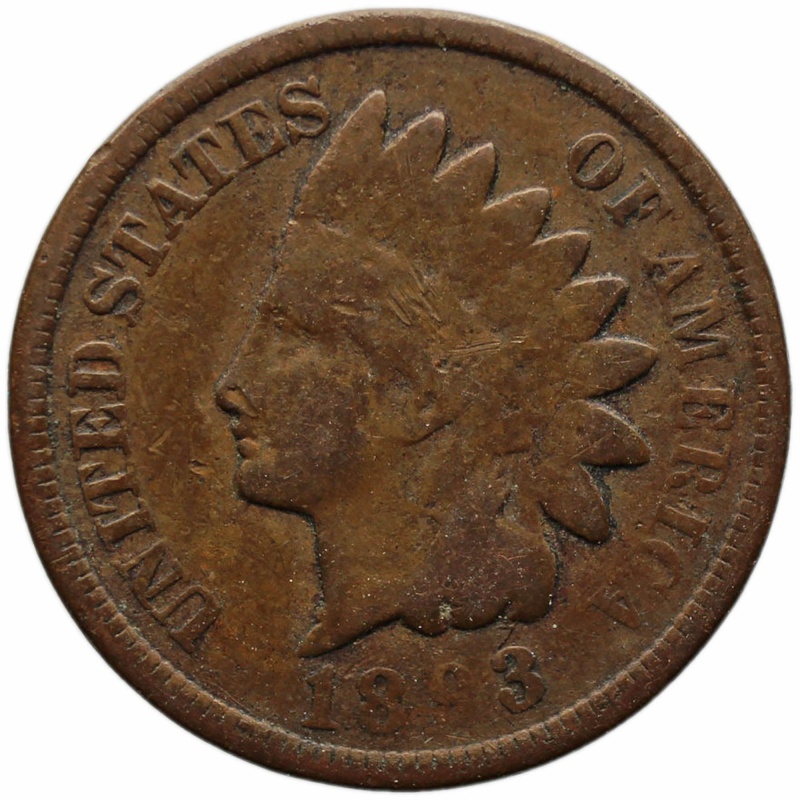 1893 One Cent US Coin Indian Head