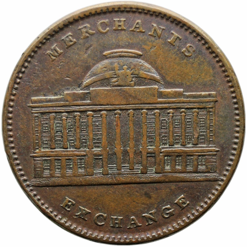 1837 Hard Times Merchant Token Merchants Exchange Tontine Building Wall Street New York