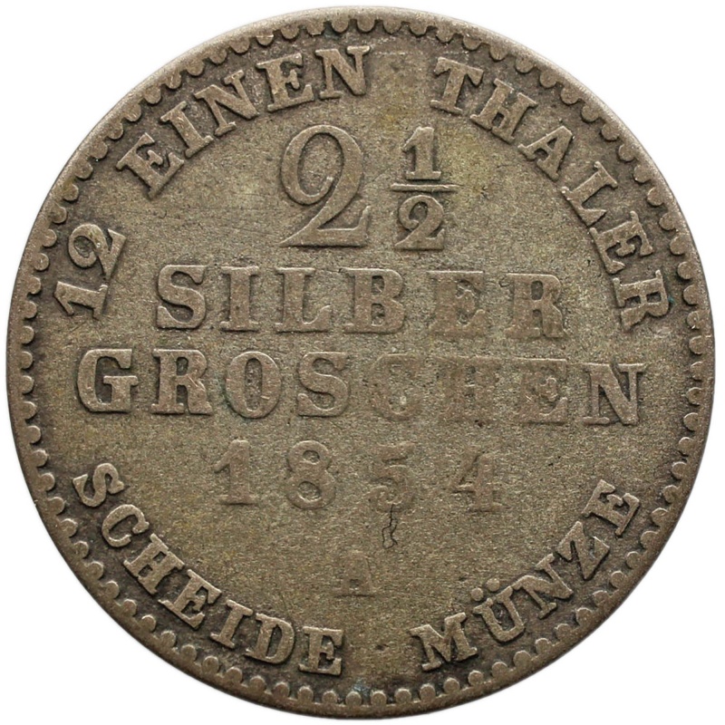 1854 2 1/2 Silber Groschen Germany Prussia Friedrich Wilhelm IV Coin Silver