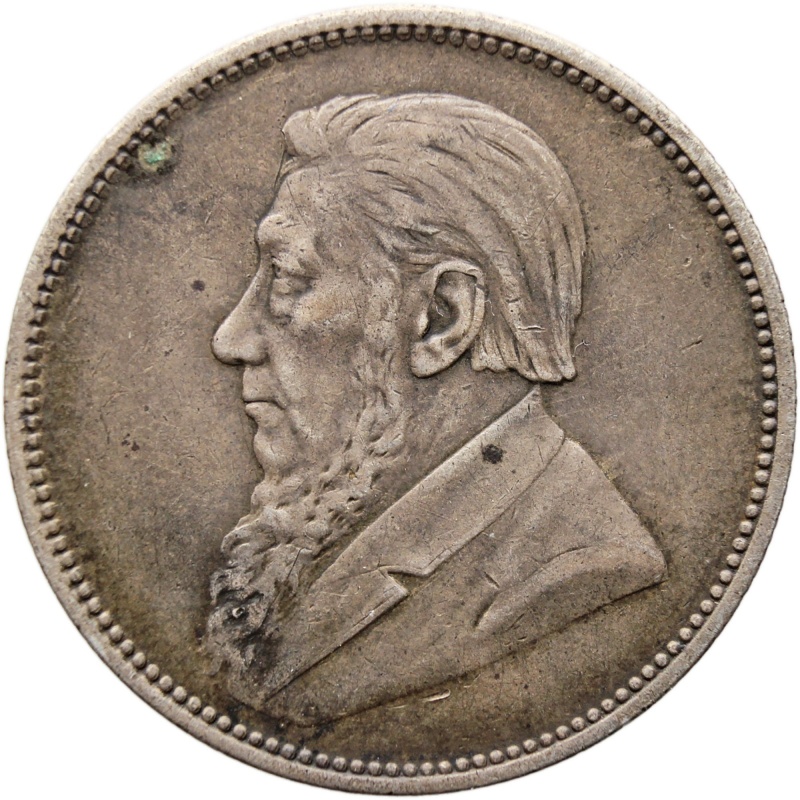 1897 2 Shilling South Africa Coin ZAR Paul Kruger Silver