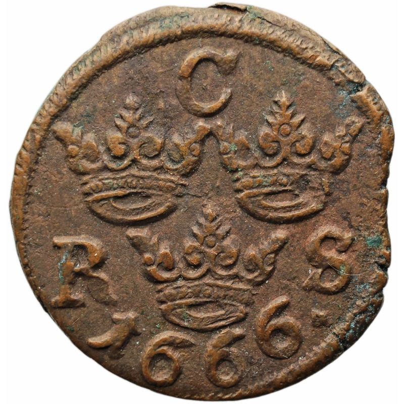 1666 1/6 Öre Sweden Coin Charles XI