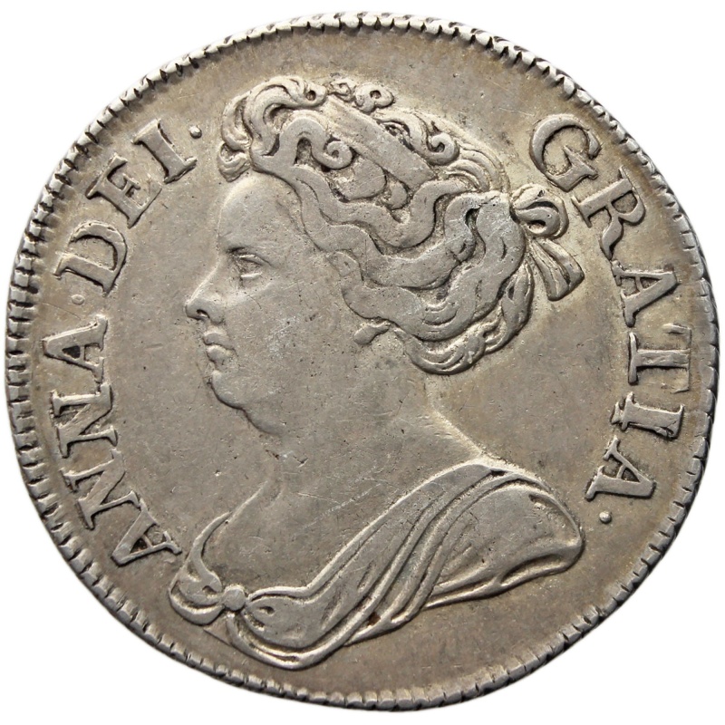 1712 Shilling Anne Coin UK Silver Struck Over Roses and plumes in angles 4th bust