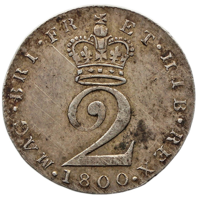 1800 2 Pence Maundy Coin George III UK Silver