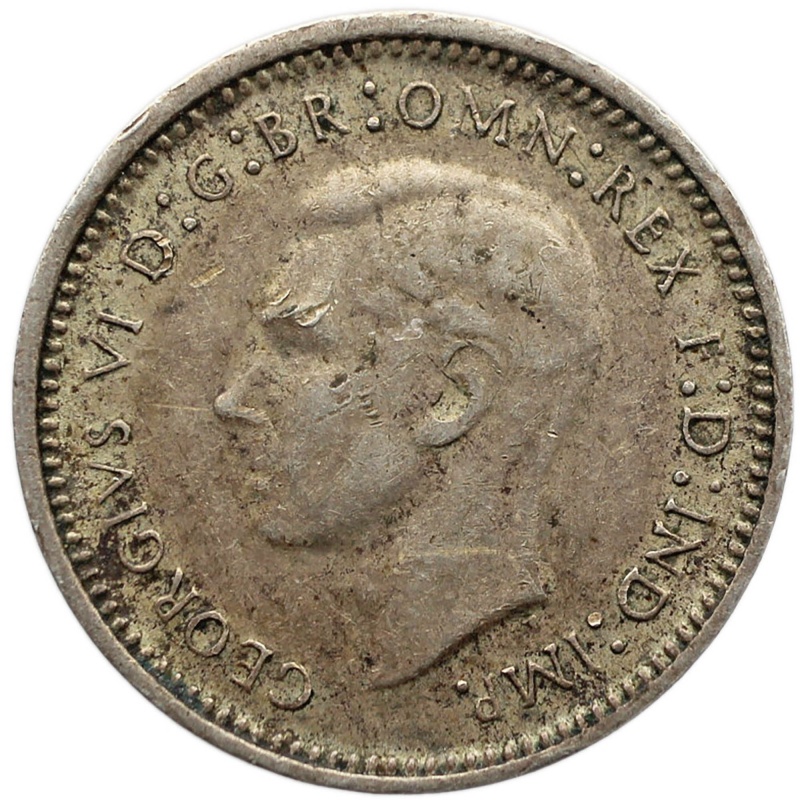 1943 3 Pence Australia Coin George VI Silver