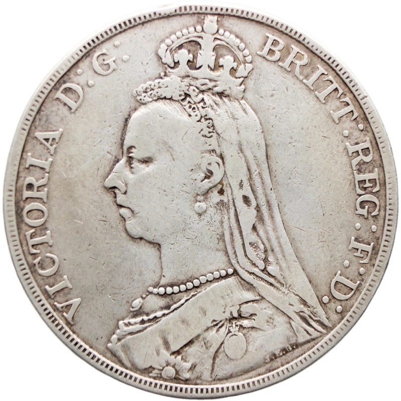 1890 Crown Victoria Coin UK Silver