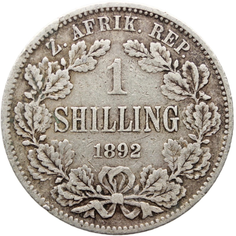 1892 Shilling South Africa Coin Paul Kruger Silver
