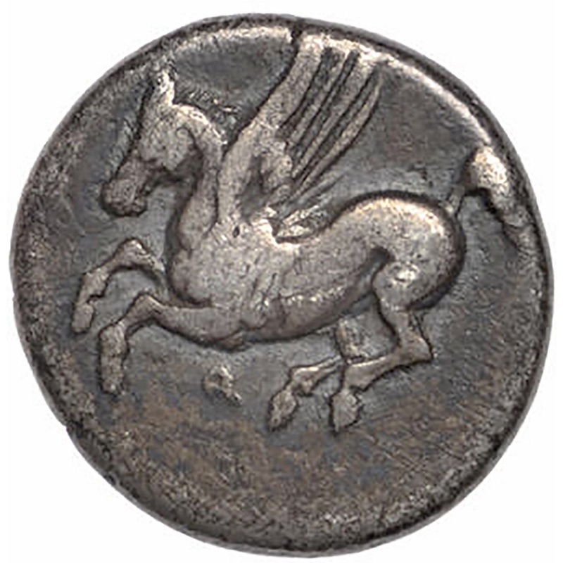 350 - 300 BC. Corinth Drachm Ancient Greek Corinthia Coin Silver Pegasos, Aphrodite