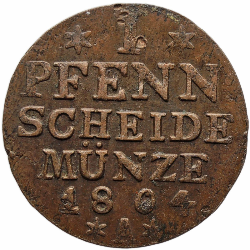 1804 1 Pfennig Kingdom of Prussia Germany Coin Friedrich Wilhelm III