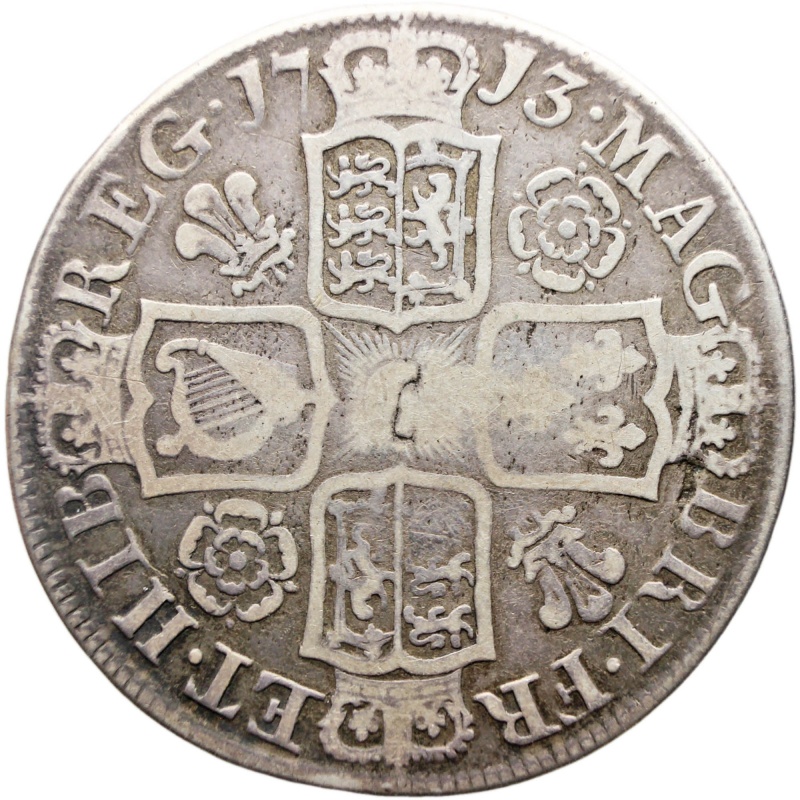 1713 Half Crown Queen Anne Coin UK Silver