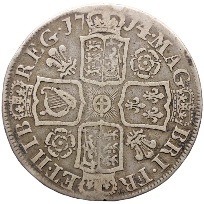 1714 1/2 Crown Queen Anne Coin UK Silver