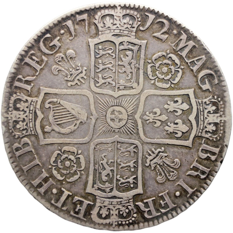 1712 Half Crown Queen Anne Coin UK Silver UNDECIMO