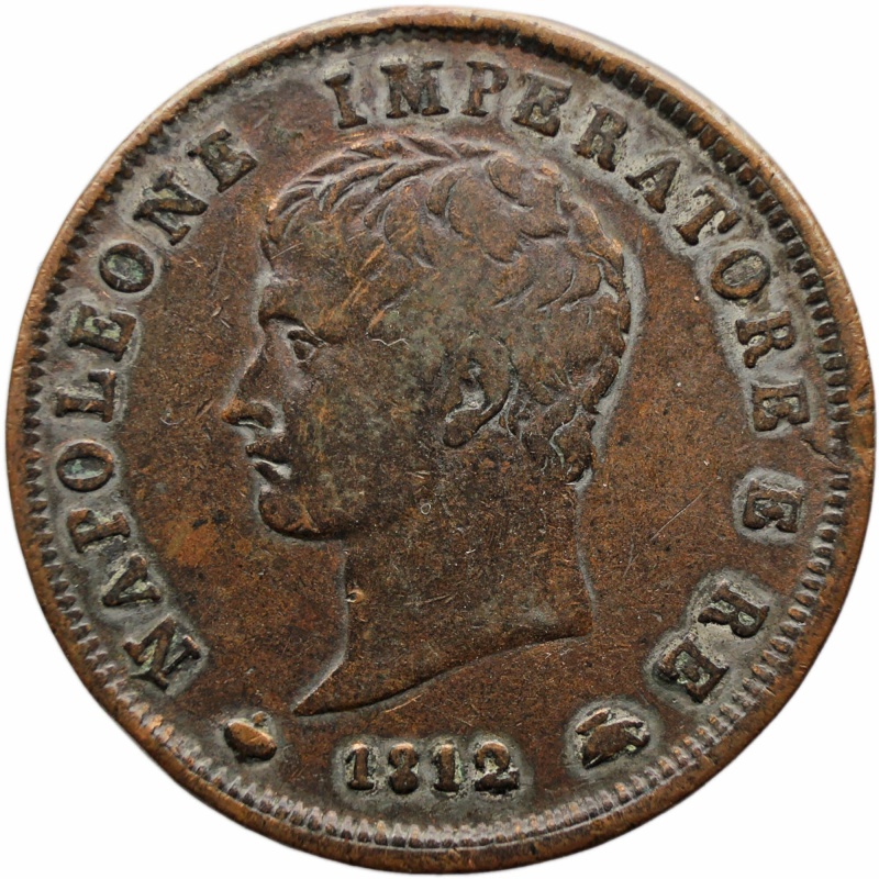 1812 M 1 Soldo Kingdom of Italy Napoleon I Coin Milano Mint