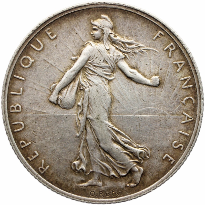 1916 2 Francs France Coin Silver