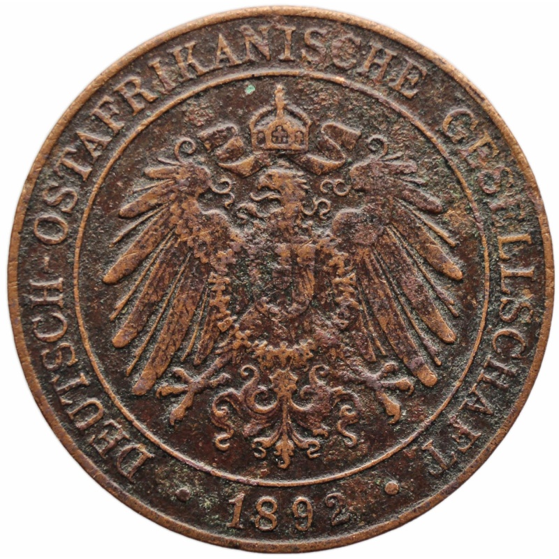 1892 1 Pesa German East Africa Coin Wilhelm II Berlin Mint