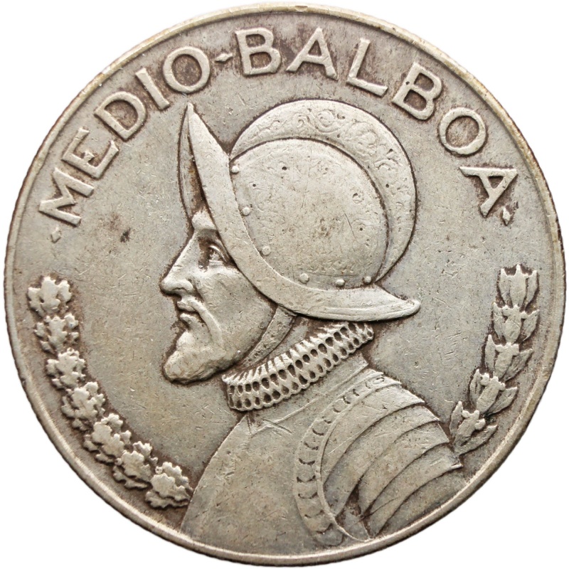 1930 Half Balboa Panama Silver Coin Vasco Núñez de Balboa