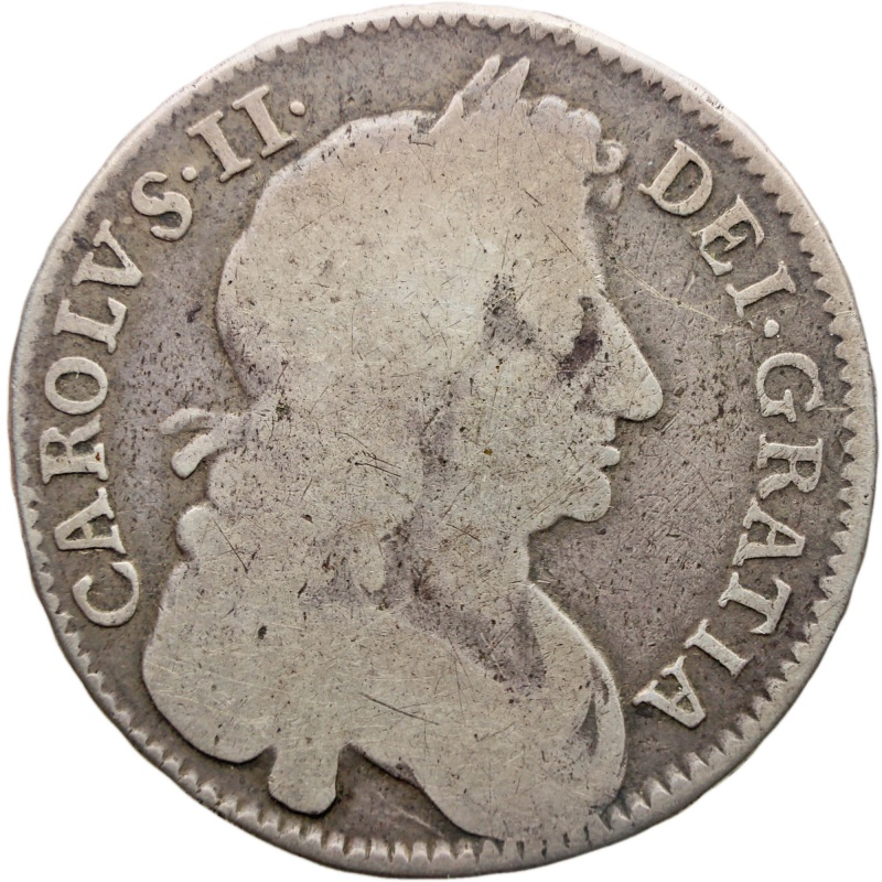 1677 Half Crown Charles II Coin UK Silver Vicesimo Nono