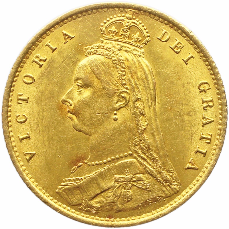 1887 Half Sovereign Victoria Coin Gold United Kingdom