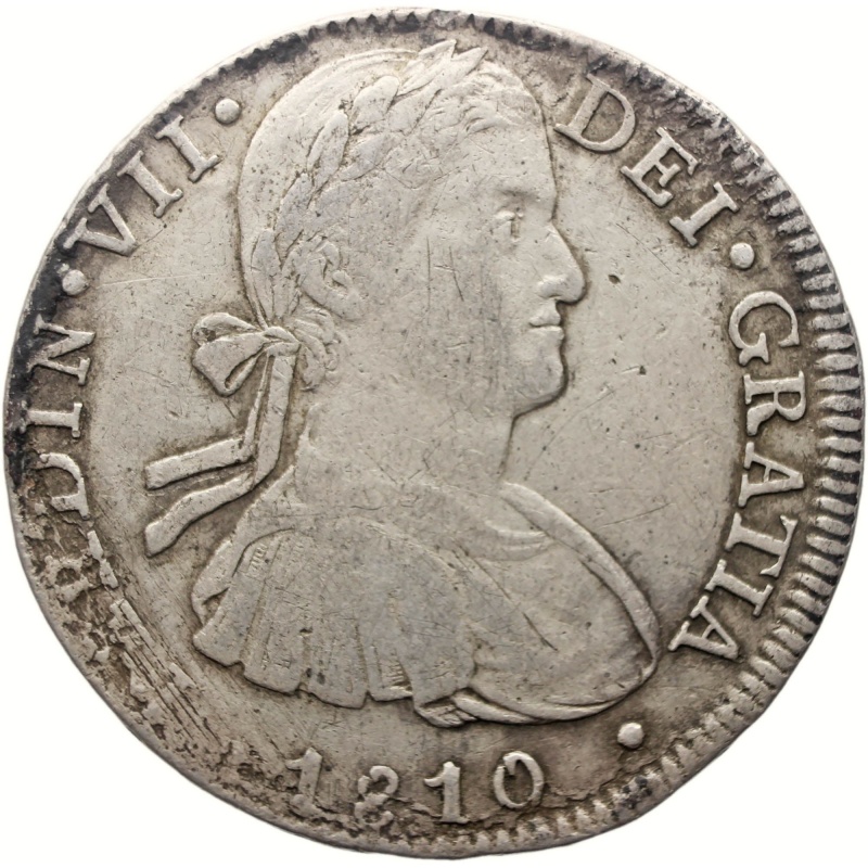 1810 Mo TH 8 Reales Mexico Coin Ferdinand VII Silver