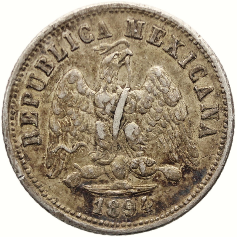 1894 Zs Z 10 Centavos Mexico Coin Silver