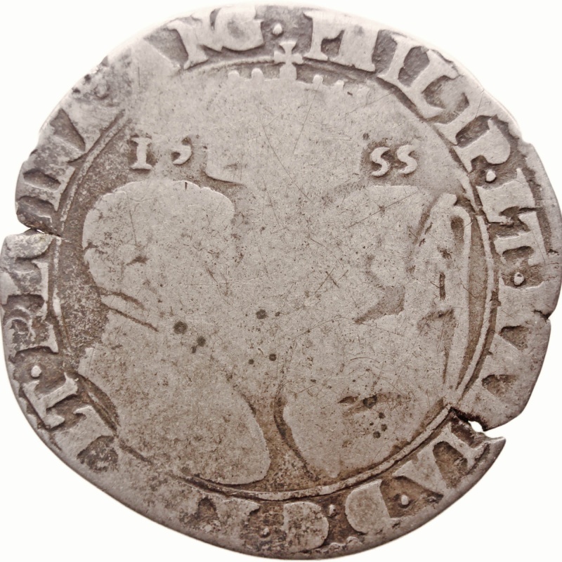 1555 Shilling Philip and Mary Coin England Silver
