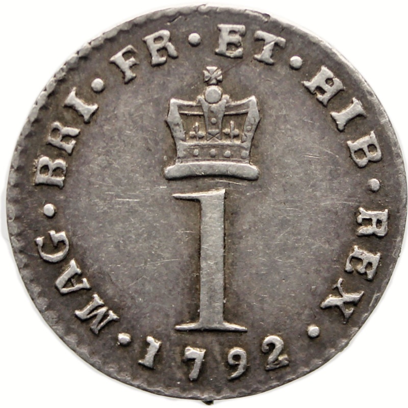1792 1 Penny Maundy Coin George III UK Silver